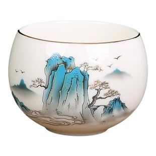 个人茶杯羊脂玉主人杯白瓷品茗杯专用单杯陶瓷功夫茶具大茶盏家用