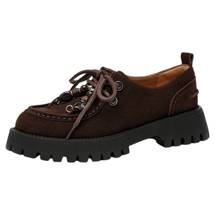 BeauToday英伦风小皮鞋女款2026新款真皮乐福鞋女厚底BT深口单鞋