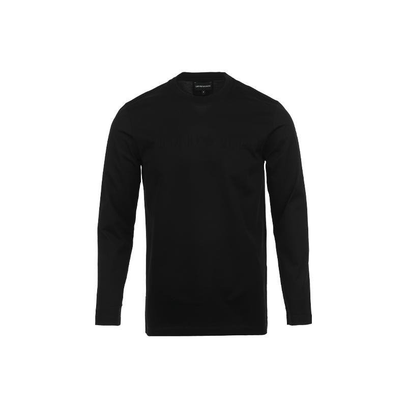 【自营】EMPORIO ARMANI/阿玛尼纯色棉质微弹简约休闲男士长袖T恤