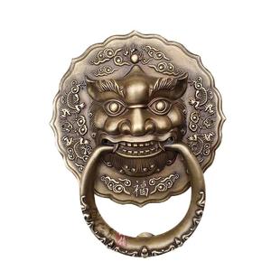 纯铜兽头门环木门麒麟头把手中式仿古狮子头拉环复古大门虎头拉手