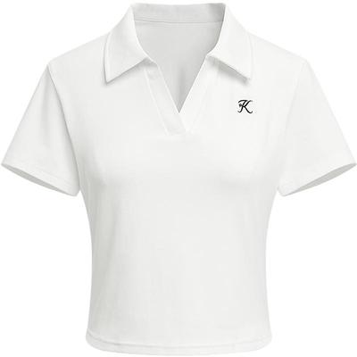 白色短袖女polo领针织衫KBNE2025夏季新款欧若风小衫小个子上衣女