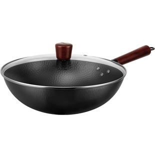 苏泊尔铁锅炒菜锅家用无涂层老式圆底免开锅燃气灶专用精铁锅炒锅