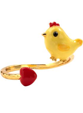 可爱小黄鸡珐琅开口戒指女
