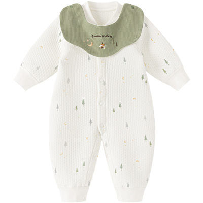 婴儿冬季保暖夹丝连体衣