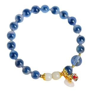 深圳弘法寺半糖蓝糖心玛瑙香灰琉璃手串祥云平安扣手镯女手链天然