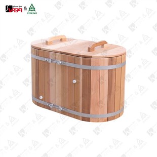 不锈钢 304 工厂直销1人使用椭圆红雪松冷水浴缸 浴桶冰桶新款