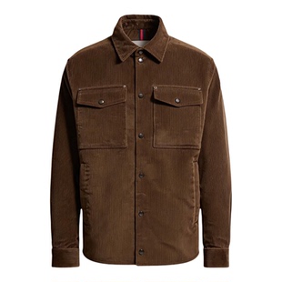 代购蒙口Ambroisie灯芯绒衬衫式商务风羽绒服鹅绒男款夹克外套