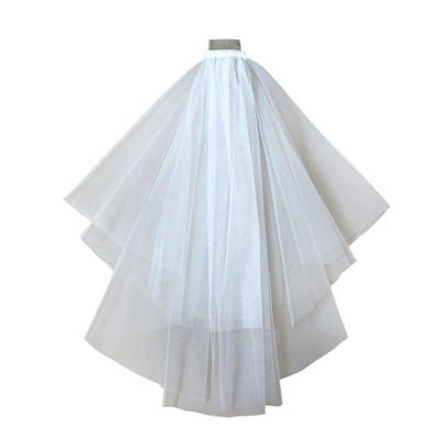 白色简约复古双层结婚礼旅拍头纱