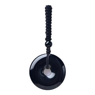 平安扣吊坠天然黑曜石钥匙扣金银曜石男女生手机挂件包包扣转运圈