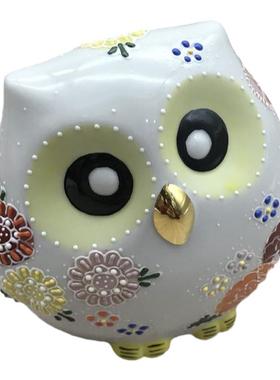 进口九谷烧日式风猫头鹰装饰摆件