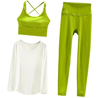 高颜值牛油果绿瑜伽服套装春秋季