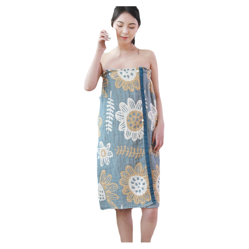 日系紗布浴裙女抹胸浴巾純棉女可裹胸簡(jiǎn)約可穿浴巾女家用純棉紗布