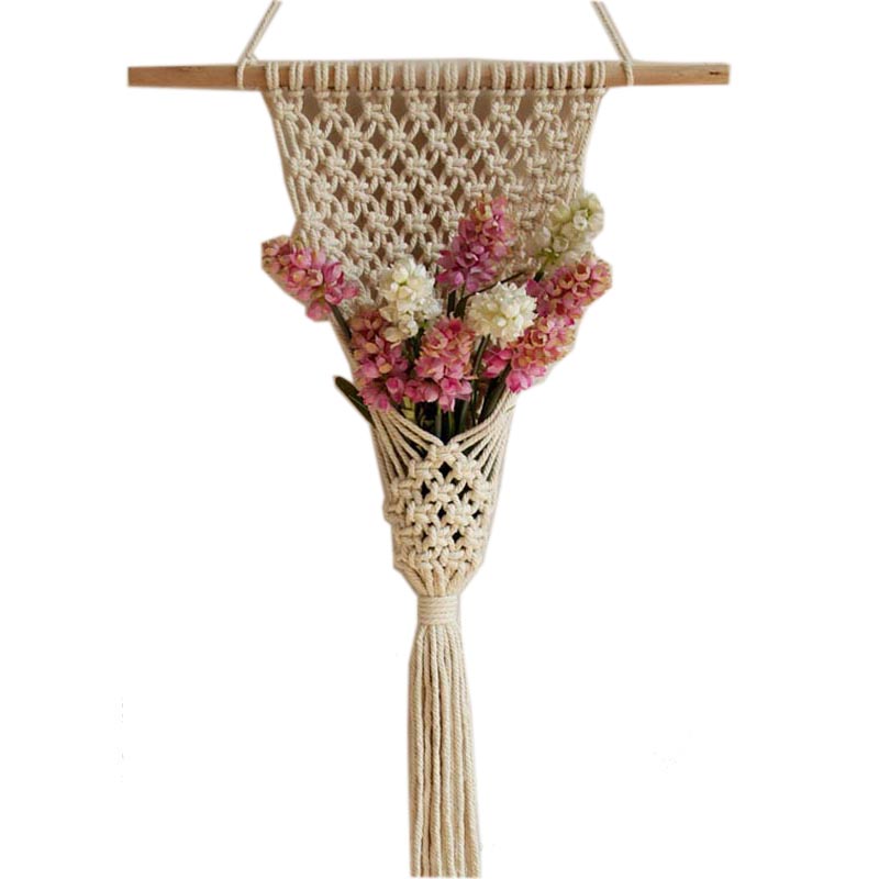 手工编织干花篮diy材料包挂毯波西米亚macrame北欧墙上装饰品壁饰