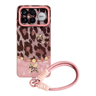 豹纹马适用红米K90手机壳K90promax保护套k90pro新款k80至尊版k70腕redmi带k60全包pro挂绳k50硅胶pro女k40年