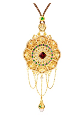 VISING金色花丝镶嵌四时如意吊坠