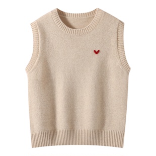 2025秋冬新款女100%山羊绒马甲圆领无袖软糯百搭针织上衣纯色百搭