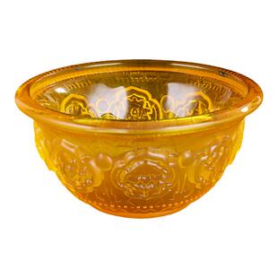 供佛仿琉璃八吉祥贡碗黄铜拉丝金饭碗铜八宝碗水晶八供碗供杯摆件
