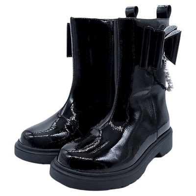 蝴蝶结珍珠链条公主靴马丁靴