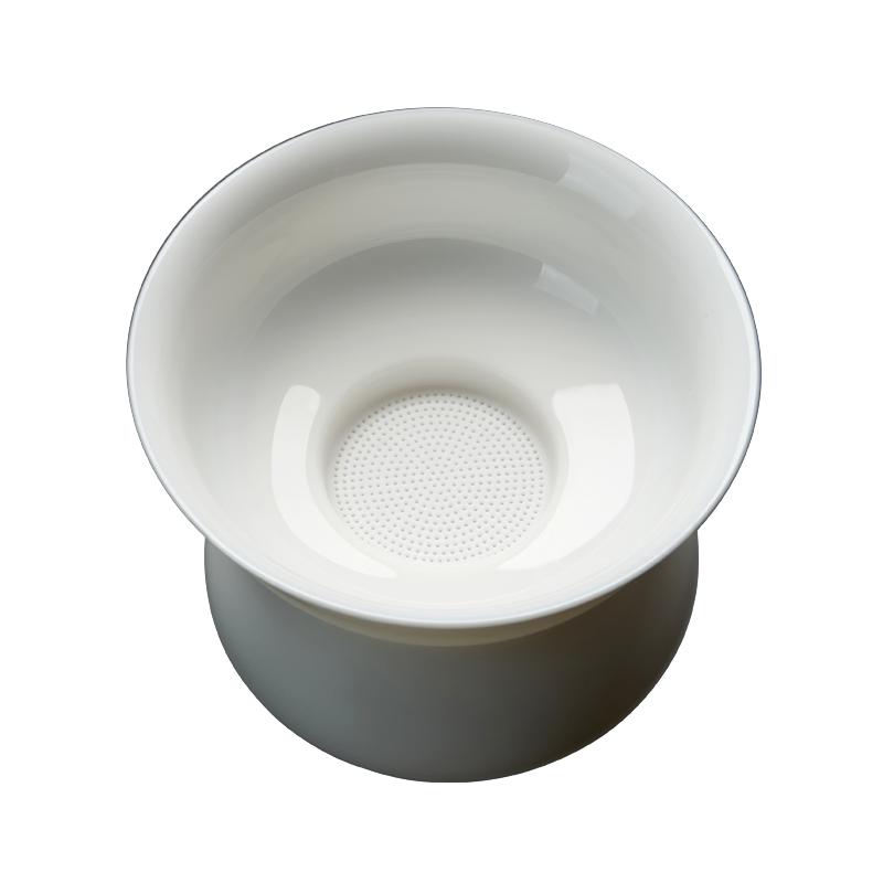 日式玉瓷茶漏 手工陶瓷泡茶滤器功夫茶具配件细密茶叶过滤网茶漏