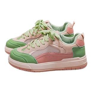 人本板鞋女款2025春秋新款百搭面包鞋小众复古运动休闲厚底小白鞋