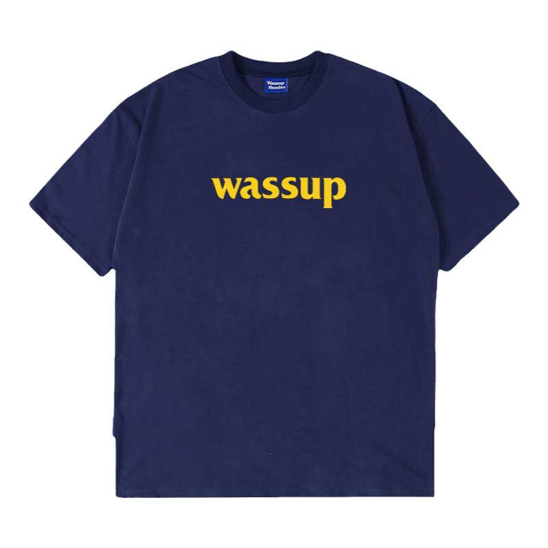 WASSUP美式潮牌情侣装短袖T恤女夏季2025新款藏青色宽松重磅纯棉