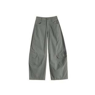 2026春季新款军绿色阔腿工装裤子女款大码胖mm显瘦休闲超帅弯刀裤