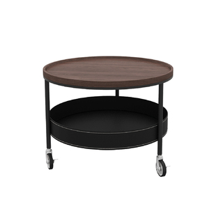 法式中古风家用客厅可移动复古小推车茶几轻奢高级感圆形小桌子