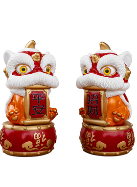 国潮醒狮桌面装饰摆件新年乔迁