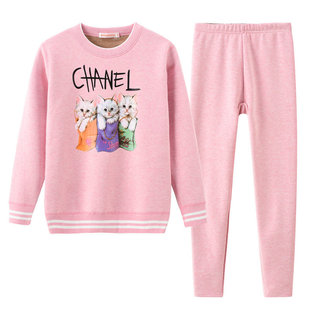 初中学生保暖内衣女加厚加绒少女大童青少年宽松秋衣套装纯棉冬季