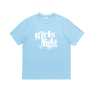 奶蓝色t恤女重磅短袖宽松ins原创设计潮牌oversize显瘦正肩t恤女