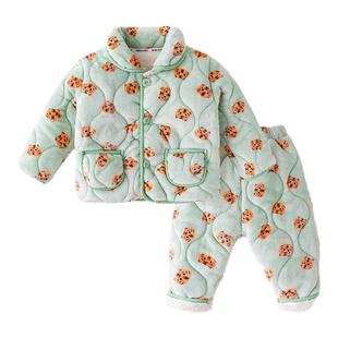 嘟嘟家儿童家居服套装冬装宝宝珊瑚绒睡衣加厚深冬女童男童两件套