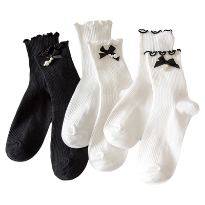 洛丽塔可爱蝴蝶结中筒袜