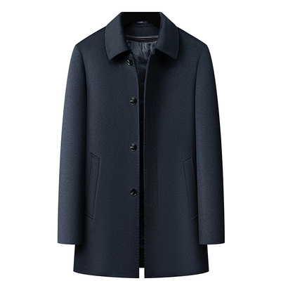 中长款鹅绒内胆羊毛呢大衣外套男