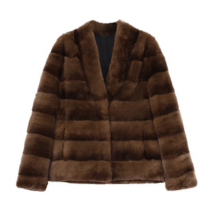 Maven Lin 奢宠绒感| 獭兔毛皮草外套女宽松渐变色v领毛毛大衣