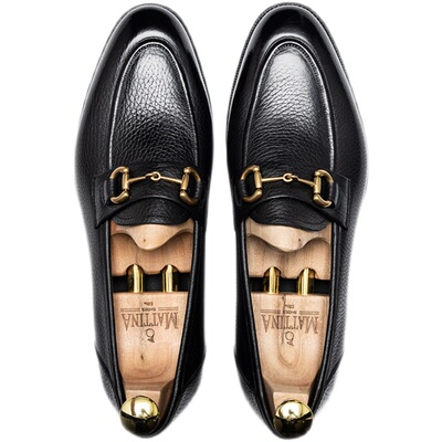 马衔扣荔枝纹小牛皮复古乐福鞋