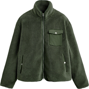 柜549!秋冬新款男装立领宽松休闲抓绒夹克仿皮草厚外套 8281/900