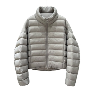 韩系简约立领泡芙排骨羽绒服女宽松短款2025冬季新款90白鸭绒外套