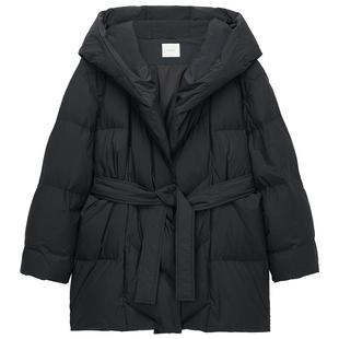 【特享折扣】OCHIRLY欧时力 连帽袍式中长款羽绒服外套配腰带25冬