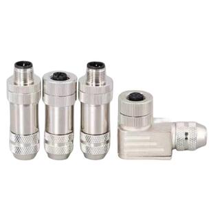 M12金属屏蔽连接器以太网接头profinet航空插头4芯5芯8芯12芯防水