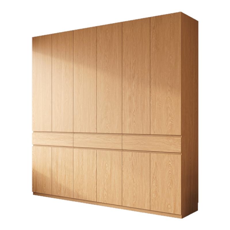 定制橡木衣柜全实木胡桃木色分段式免拉手家用卧室平开门主卧衣橱