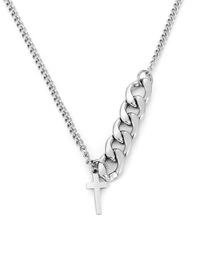 DH7五环相扣十字架吊坠钛钢项链