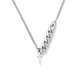 DH7五环相扣十字架吊坠钛钢项链长款女款高级感轻奢小众锁骨链男