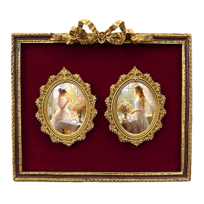 复古欧式红丝绒金色浮雕树脂相框画框家居墙面装饰文艺轻奢雕花壁