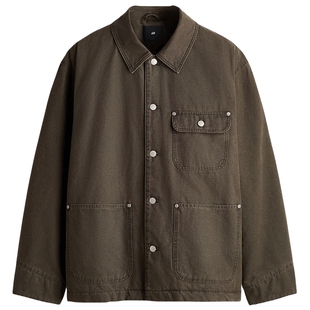 HM男装棉衣2026春季新款书呆子夹克夹棉衬衫式潮流外套1311040