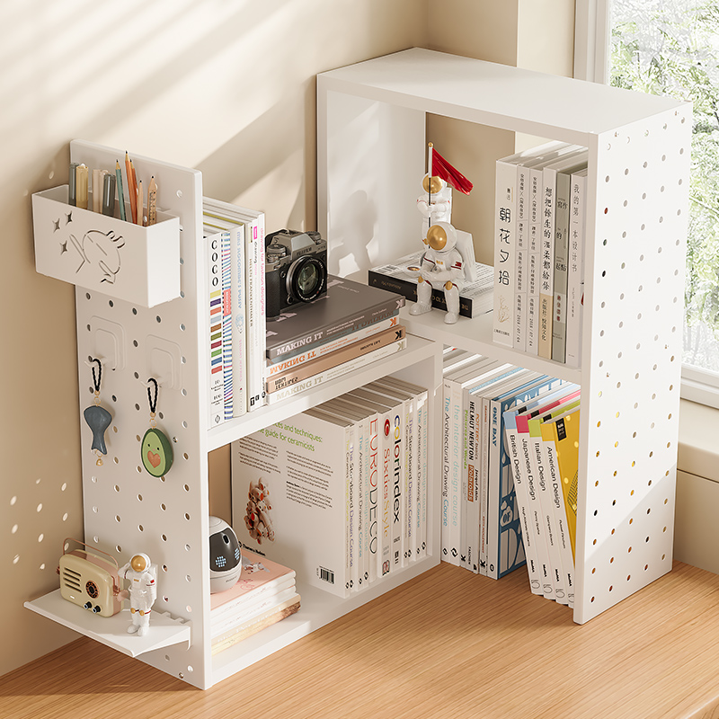 书桌收纳置物架桌面洞洞板收纳架立式转角书架配件学生简约书柜子