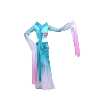 水袖舞蹈服古典舞采薇舞蹈藏族服装惊鸿汉服飘逸甩袖孔子演出服女