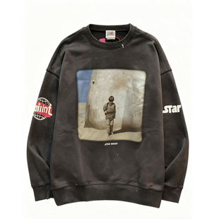 Saint Michael 星球大战 VTG美式高街水洗休闲长袖圆领卫衣男女潮