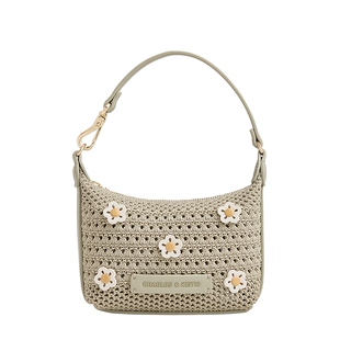 CHARLES&KEITH26秋女包CK6-40681286-1花朵编织手提斜挎包迷你包