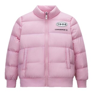 匡威儿童装女童套装羽绒服夹克2件套2025冬季新款粉色保暖外套厚