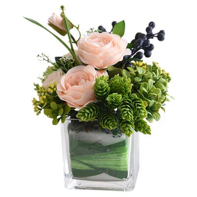 小清新玻璃瓶客厅假花摆件餐桌花